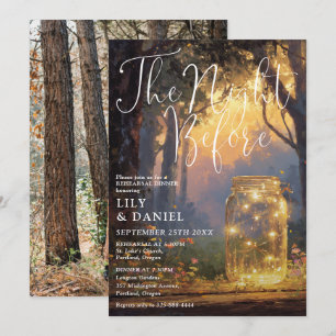 Enchanted Forest Mason Jar Photo Rehearsal Dinner Invitation