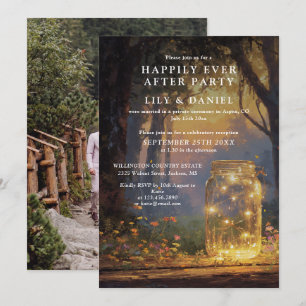 Enchanted Forest Mason Jar Photo Wedding Reception Invitation
