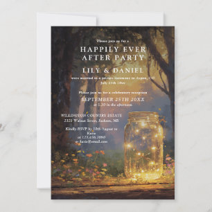 Enchanted Forest Mason Jar Wedding Reception Invitation