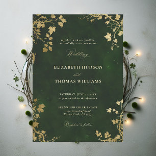 Enchanted Forest Minimal Frame Gold Magic Wedding Invitation
