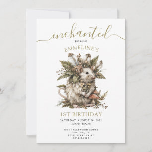 Enchanted Forest Mouse 1st Birthday Invitation
