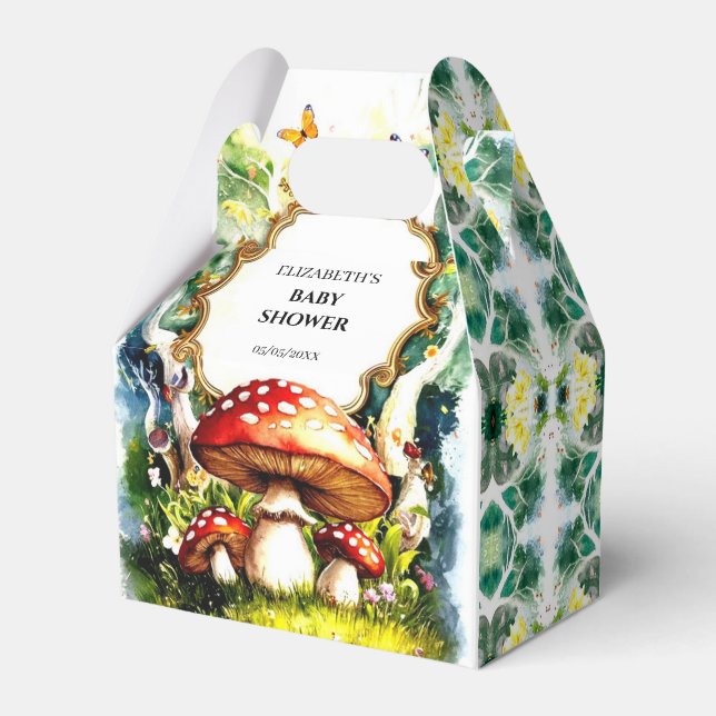 Enchanted Forest Mushroom Baby Shower Favour Box (Front Side)