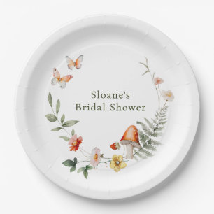 Enchanted Forest Mushroom Bridal Shower Paper Plate