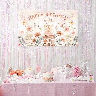 Enchanted Forest Mushroom Girl's First Birthday Banner