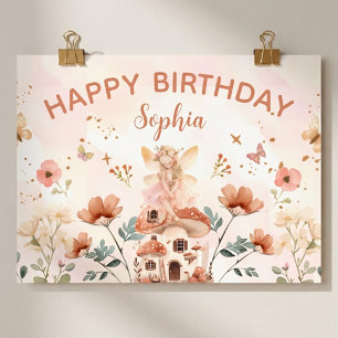Enchanted Forest Mushroom Girl's First Birthday Poster