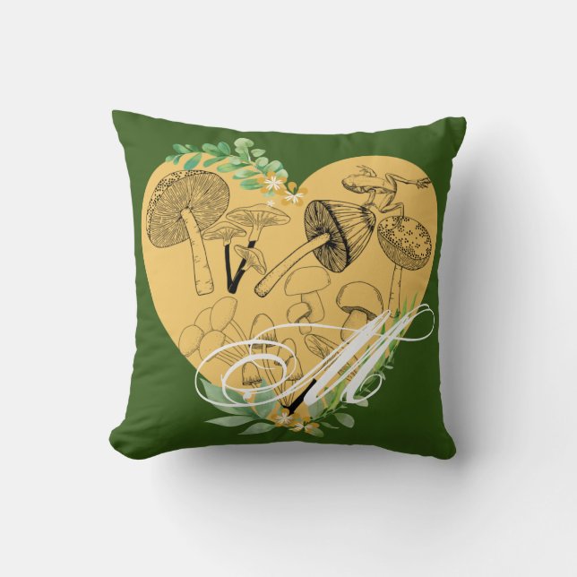 Enchanted Forest Mushrooms and Frogs Custom Cushion (Front)