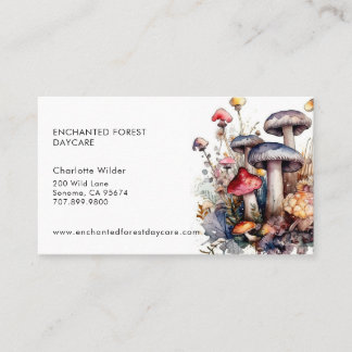 Enchanted Forest Mushrooms Child Daycare Business Card