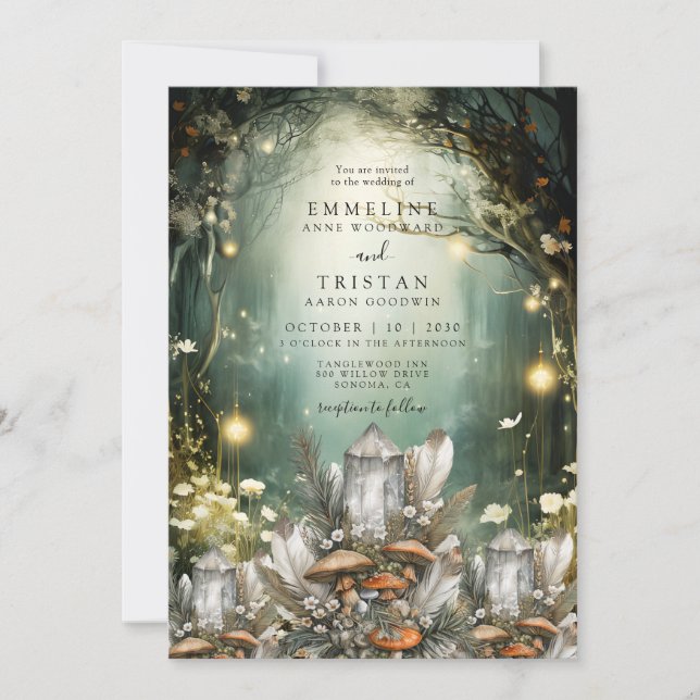 Enchanted Forest Mushrooms Mystical Wedding Invitation (Front)