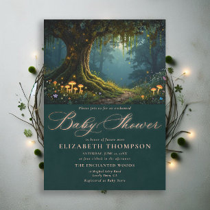 Enchanted Forest Mushrooms Woods Path Baby Shower Invitation