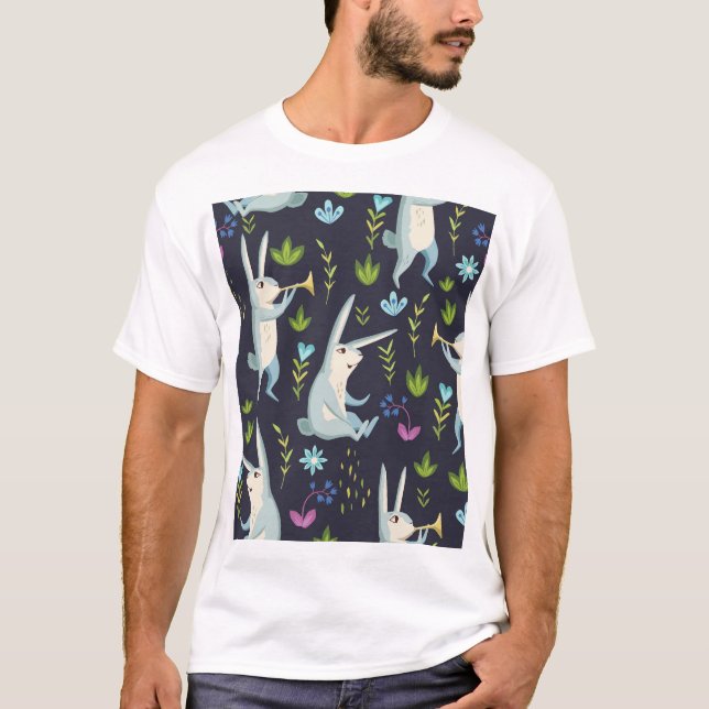 Enchanted Forest: Nature-Inspired Seamless Pattern T-Shirt (Front)