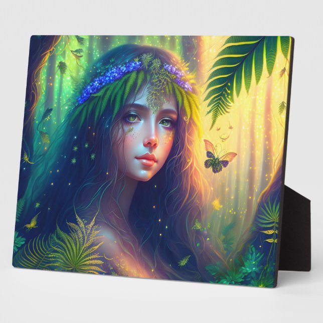 Enchanted Forest Nymph Digital Art Tabletop Plaque (Side)