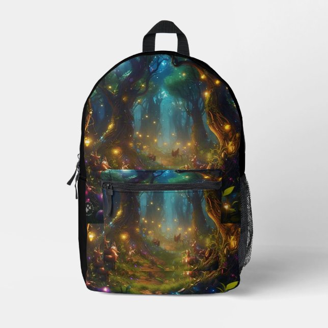 Enchanted Forest of Jugnu Lights Printed Backpack (Front)