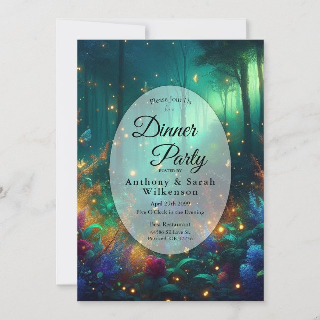 Enchanted Forest of Radiant Jewels Restaurant  Invitation (Front)