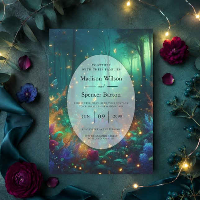 Enchanted Forest of Radiant Jewels Wedding Invitation (Creator Uploaded)