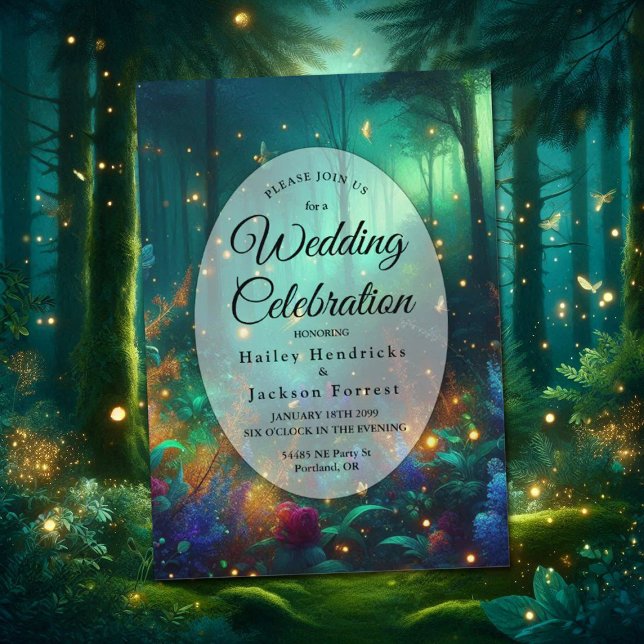 Enchanted Forest of Radiant Jewels Wedding Invitation (Creator Uploaded)