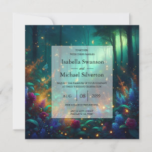 Enchanted Forest of Radiant Jewels Wedding Invitation