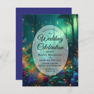 Enchanted Forest of Radiant Jewels Wedding Invitation