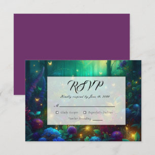 Enchanted Forest of Radiant Jewels Wedding RSVP Card