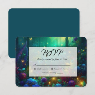 Enchanted Forest of Radiant Jewels Wedding RSVP Card