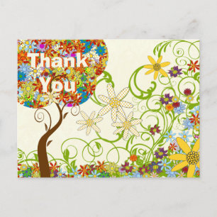 Enchanted Forest Patchwork Floral Fairy Tale Tree Announcement Postcard