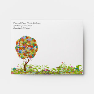 Enchanted Forest Patchwork Floral Fairy Tale Tree Envelopes