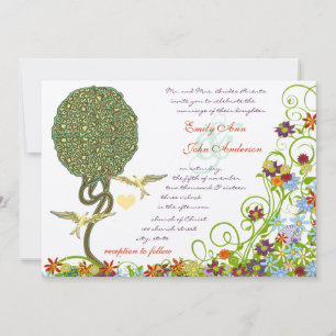 Enchanted Forest Patchwork Floral Fairy Tale Tree Invitation