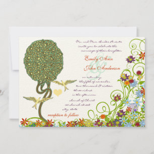 Enchanted Forest Patchwork Floral Fairy Tale Tree Invitation