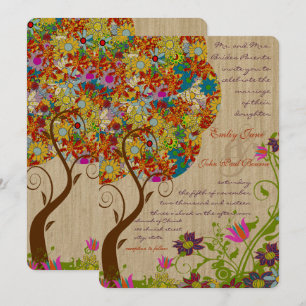 Enchanted Forest Patchwork Floral Fairy Tale Tree Invitation