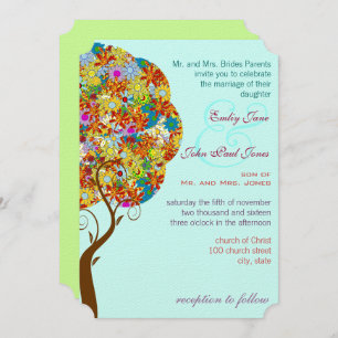 Enchanted Forest Patchwork Floral Fairy Tale Tree Invitation