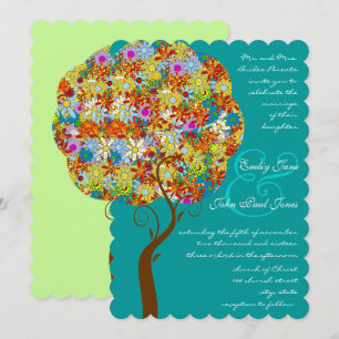 Enchanted Forest Patchwork Floral Fairy Tale Tree Invitation