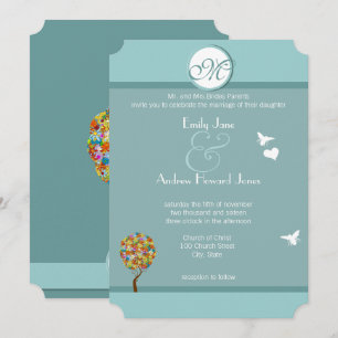 Enchanted Forest Patchwork Floral Fairy Tale Tree Invitation