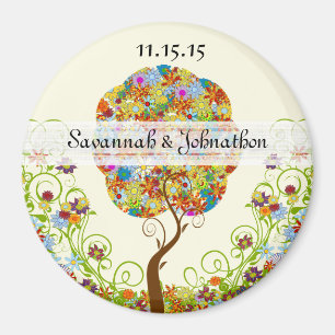 Enchanted Forest Patchwork Floral Fairy Tale Tree Magnet