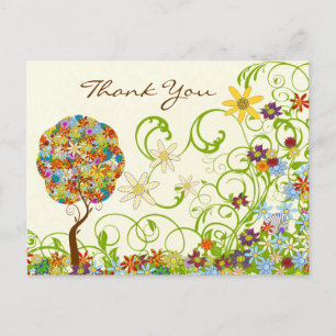 Enchanted Forest Patchwork Floral Fairy Tale Tree Postcard