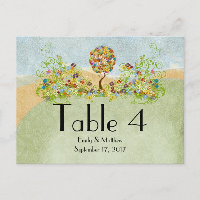 Enchanted Forest Patchwork Floral Fairy Tale Tree Postcard (Front)