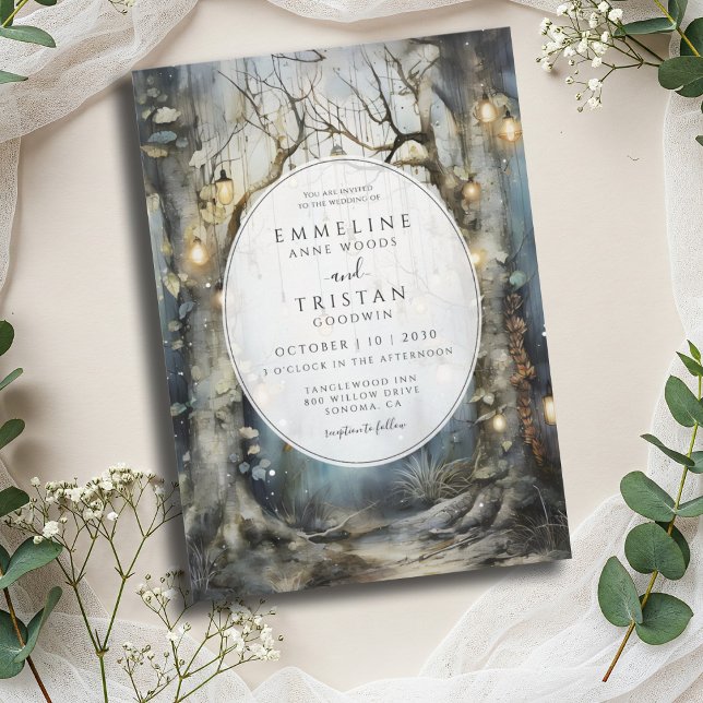 Enchanted Forest Path Glowing Lights Wedding  Invitation (Creator Uploaded)