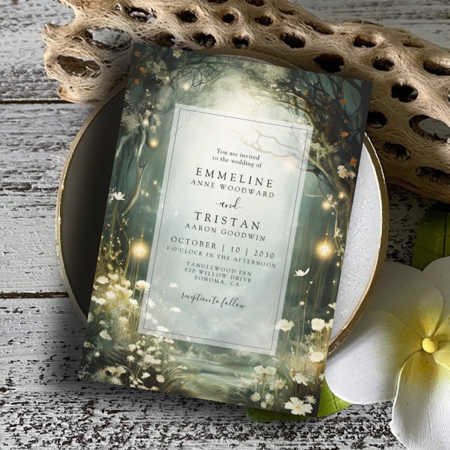 Enchanted Forest Path Of Flowers Green Wedding Invitation (Creator Uploaded)