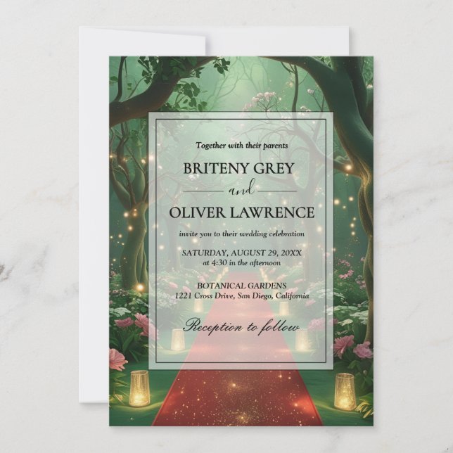 Enchanted Forest Path of Magical flower wedding    Invitation (Front)