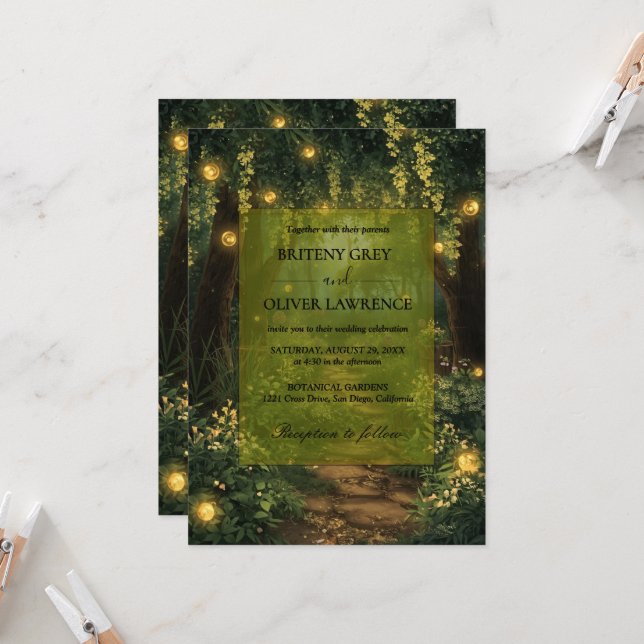 Enchanted Forest Path of Magical flower wedding    Invitation (Front/Back In Situ)