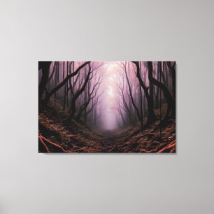 Enchanted Forest Path – Pink Dark Landscape Canvas