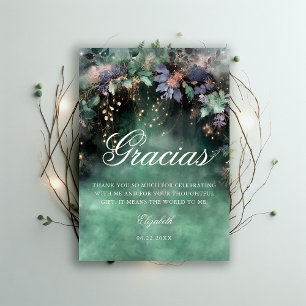 Enchanted Forest Periwinkle Woodland Quinceanera Thank You Card