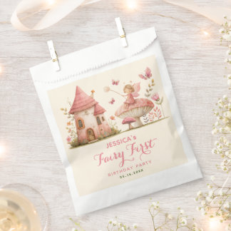 Enchanted Forest Pink Fairy First Birthday Party Favour Bags