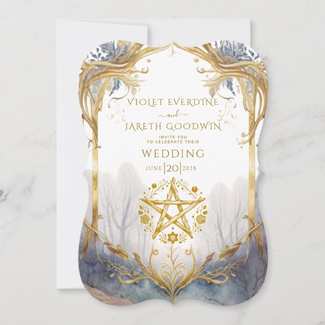Enchanted Forest Portal Pagan Wedding Invitation (Front)