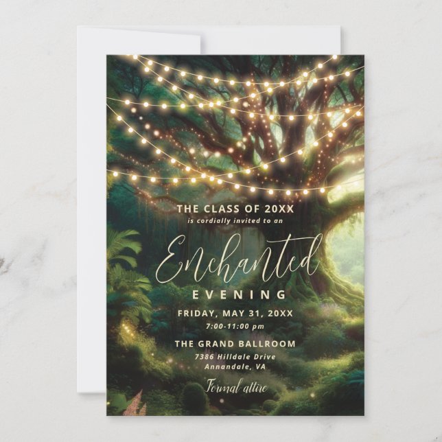 Enchanted Forest Prom Invitation Fairy Lights (Front)