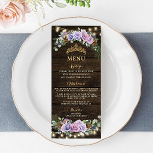 Enchanted Forest Purple Floral Quinceanera Menu