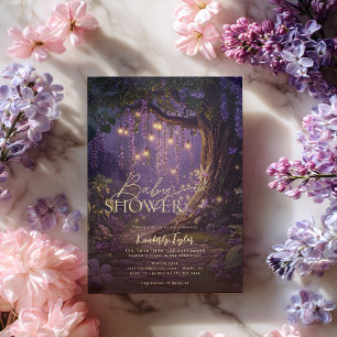 Enchanted Forest Purple Woodland Baby Shower  Invitation