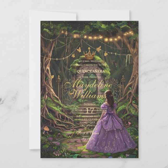 Enchanted Forest Quinceañera Invitation | Fairytal (Front)