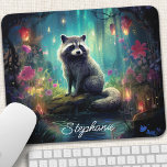 Enchanted Forest Racoon Personalised Mouse Pad<br><div class="desc">Bring a touch of woodland charm to your workspace with this personalised mouse pad featuring an adorable racoon exploring an enchanted forest. The whimsical scene, filled with vibrant flora and fauna, creates a delightful atmosphere for your work or play. Make it truly unique by adding your name or a special...</div>