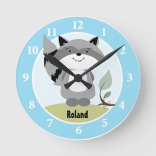 Enchanted Forest Racoon Wall Clock