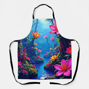 Enchanted Forest River Bloom Art Apron