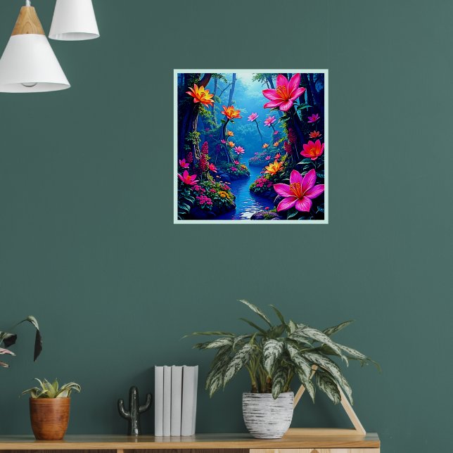 Enchanted Forest River Bloom Art Poster (Living Room 1)